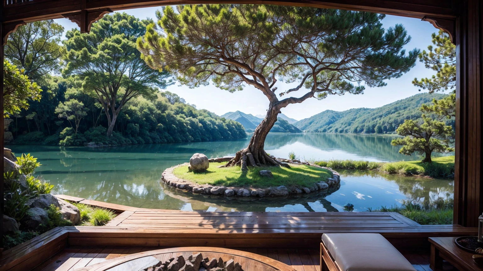 The enormous world tree,Remains,Large Lake,Vast Nature,Mystical Gemstones,altar,boundary line