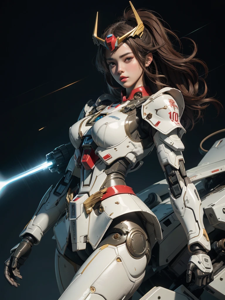 Textured skin, Super Detail, high details, High quality, Best Quality, hight resolution, 1080p, Gorgeous beauty、Girl with Beautiful Mecha Body、(Gundam) Girl with robot body