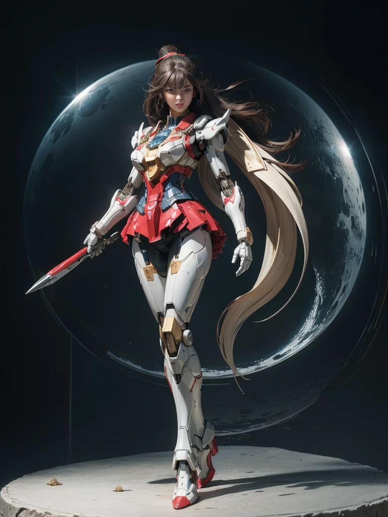 Textured skin, Super Detail, high details, High quality, Best Quality, hight resolution, 1080p, Gorgeous beauty、Girl with Beautiful Mecha Body、(Gundam) Girl with robot body