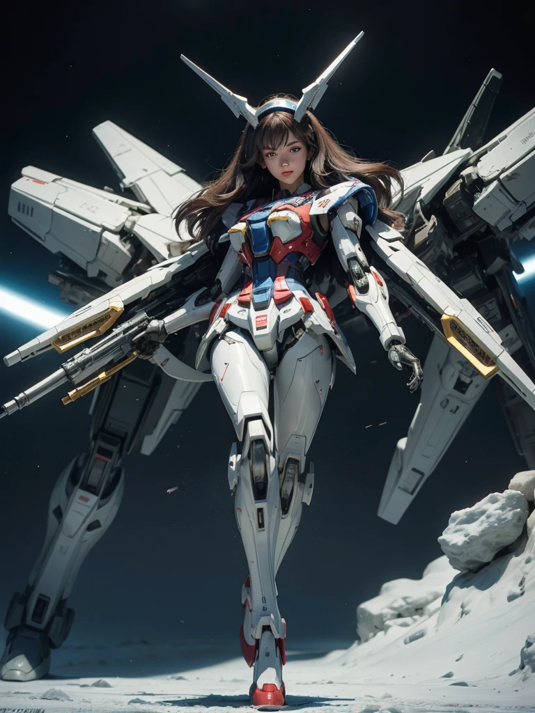 Textured skin, Super Detail, high details, High quality, Best Quality, hight resolution, 1080p, Gorgeous beauty、Girl with Beautiful Mecha Body、(Gundam) Girl with robot body