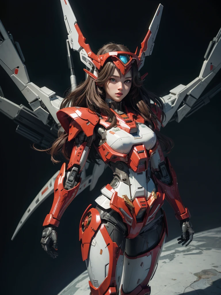 Textured skin, Super Detail, high details, High quality, Best Quality, hight resolution, 1080p, Gorgeous beauty、Girl with Beautiful Mecha Body、(Gundam) Girl with robot body