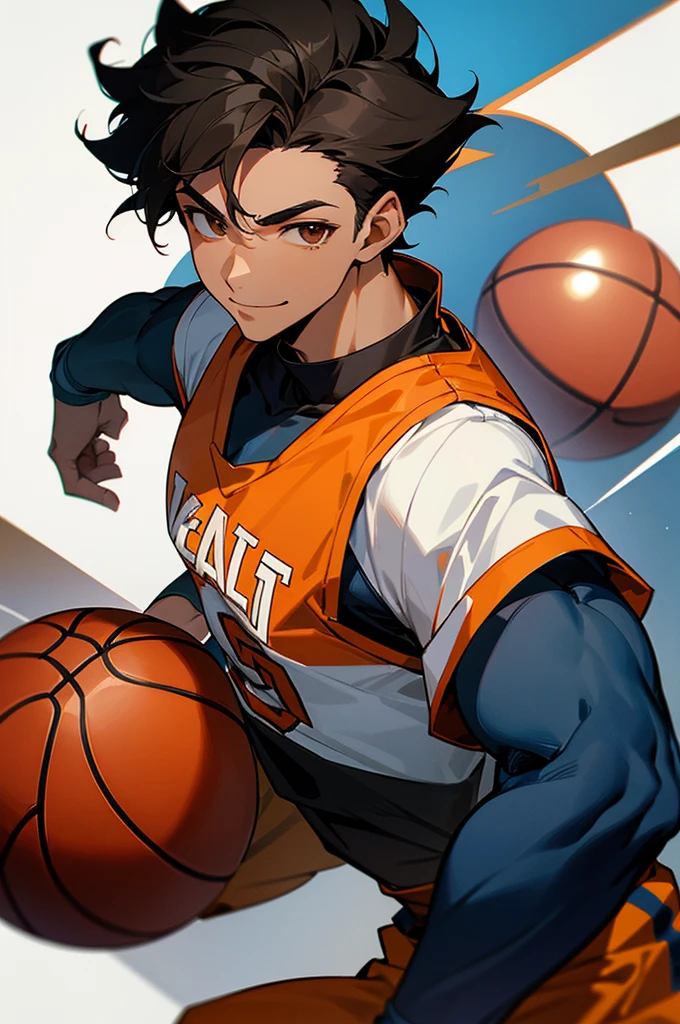 male, Tall (6'2"), muscular build, short black hair, dark brown eyes, african-american, usually in basketball gear or casual clothing, charismatic and often smiling.