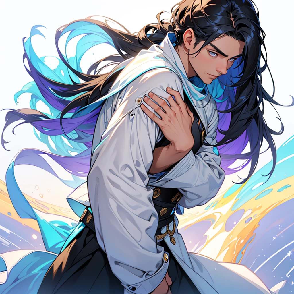 Draw A young man with unruly indigo hair and piercing grey eyes stands at the center of the image. His face is a study in contrasts: angular features, a sharp jawline, and high cheekbones suggest strength and determination, while his eyes hold a hint of vulnerability and curiosity. He wears a slightly disheveled in cool tones of black, grey, and white.
Behind him, a vast network of interconnected spheres shimmers with a soft, ethereal glow. Each sphere represents a different digital world, connected by intricate lines of light that weave a complex tapestry of information and possibilities.
The man's gaze is fixed on a point in the distance, his expression a mix of wonder and apprehension as he takes his first tentative steps into this vast digital unknown.
Beside him stands a young woman with flowing black hair and warm brown eyes. Her gentle smile and open posture exude kindness and compassion, while her determined gaze hints at a hidden strength. She wears a simple outfit in earth tones, reflecting her connection to nature and the real world.
The woman's hand rests lightly on the man's shoulder, offering support and encouragement as they embark on their journey together.
The background fades into a gradient of blues and purples, evoking the vastness and mystery of the digital realm. A single, bright star twinkles in the distance, a symbol of hope and possibility.