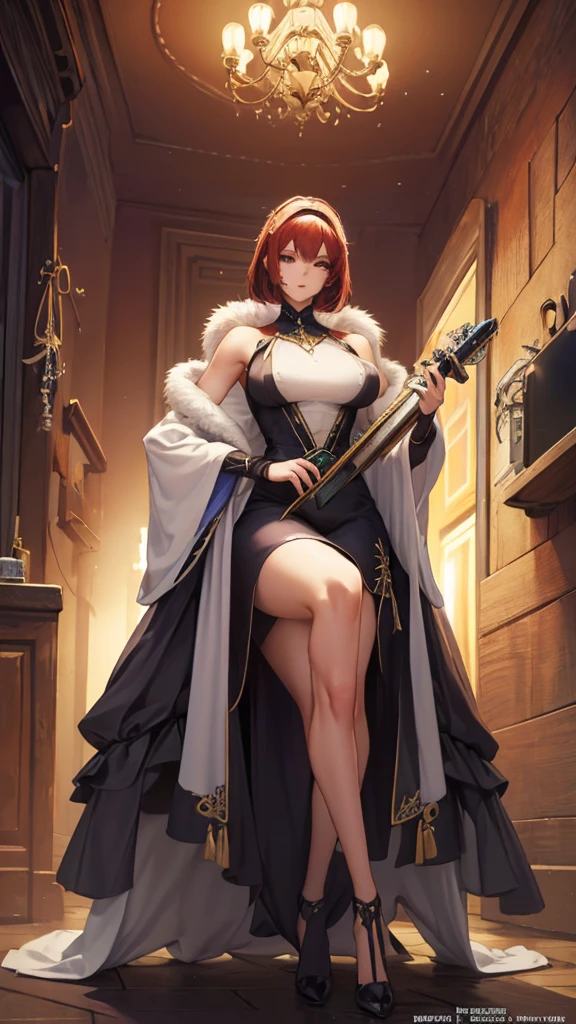 (masterpiece, 4K ,Super detailed:1.2), (anime:1), (Perfect quality), The whole body is shown, View Viewer, Female Swordsman, Muscular and ultra violent, Powerfully々And, RPG concept art character, Armor dress, Holding a sword, short hair