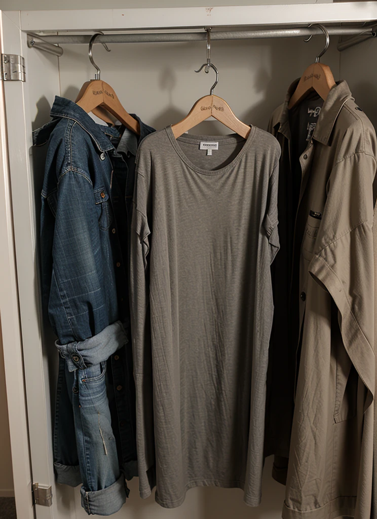 Very Dirty closets wadrobe with mud in the clothes 