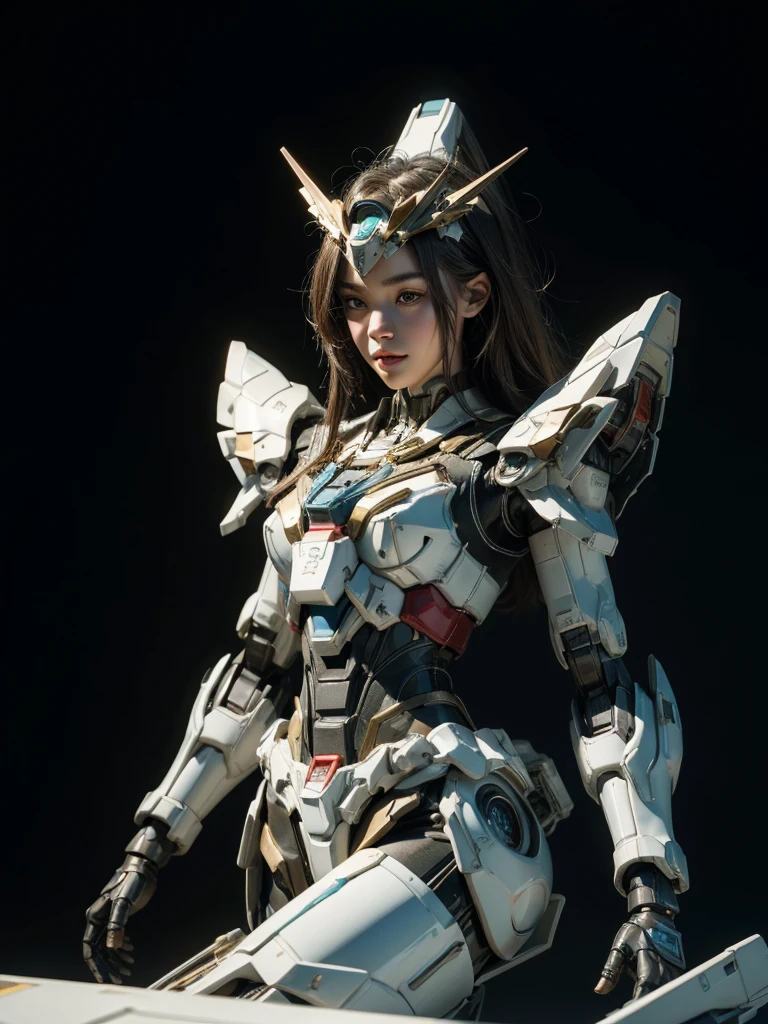 Textured skin, Super Detail, high details,  Best Quality, hight resolution, 1080p, hard disk, a beauty,She wears a futuristic Gundam mecha,(Gundam),Fulll body Shot