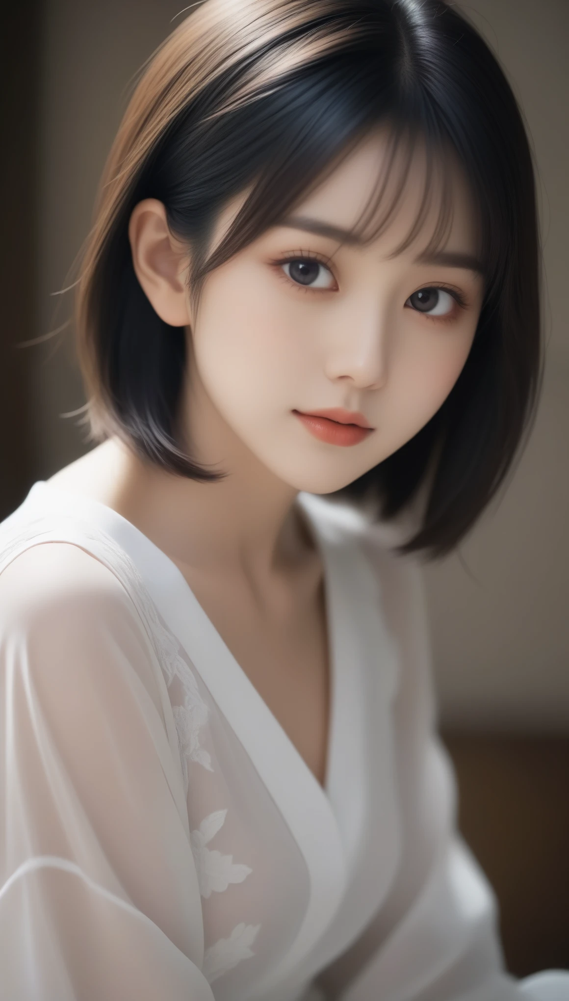 8K, Ultra-high resolution, Highest quality, masterpiece, 三分割法によるphotograph,Surreal, photograph, 1 Girl, (:1.3), pretty girl, Cute face, Beautiful eyes in every detail, 細かくdetailedに,masterpiece,One Girl:1.2, Japan Female Announcer, whole body,blush,closed eyes,shy,Black Hair,Bob with bangs,ballet,Spanking,Captivating ass,Delicate and smooth skin, Realistic Skin, Perfect and beautiful face ,完璧でCute face, Skin with attention to detail, Perfect limbs、Narrow waist、Thin legs)、Browsing Caution,Beautiful leg line beauty,Looking at the audience、beauty,Long neck、(((Ideal body type))),A cup small breasts :2,、Portraiture:2、Perfect Anatomy、鮮明なdetailed、detailed、Surreal、Light and shadow,Strong light