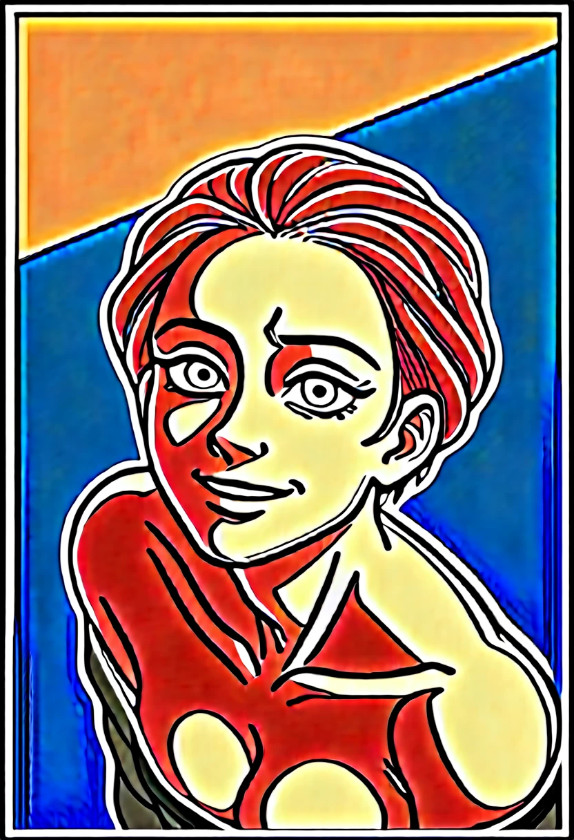 Draw a character in animated art style, with a vibrant and expressive appearance. The character must have exaggerated characteristics, like big, expressive eyes, a subtle and fun smile, and a straight posture. The background should be simple and not distract from the main figure. The character must be from the Kimetsu no Yaiba universe/Demon Slayer, black short hair, blue colored eyes. , angle from above, animated cartoon, beautiful drawing. thin chin, thin chin, thin chin, thin chin, thin chin thin chin