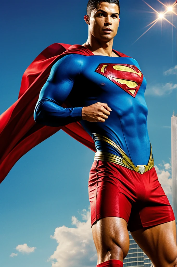 Ronaldo in a superman costume.