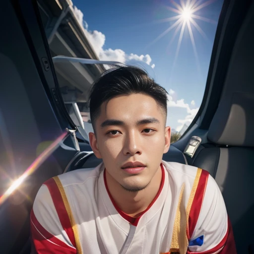 ชายอาราฟใกล้ของAsian manตะวันออกเฉียงใต้ที่มีใบหน้ากลม.., black eyes, staring at the viewer, morning sun, ((face details)), Double eyelids, realistic, Masterpiece, Highest quality, lens flare, shade, [[Chromatic aberration, digital painting, 8K, 45,000,000,000 pixels,, t-shirt, short hair, black eyes,abdominal muscles, The body is beautiful and strong...,, (digital painting, HDR, High contrast South Korean man, Asian man, Korean muscular boy, 2 , Handsome Chad Chin, Asian features, attractive man, handsome man, Chai Sukun, Bien Luan, strong masculine qualities, Attractive face and body, blink, Damian Tran, Yanjun Chengt, sexy as a man