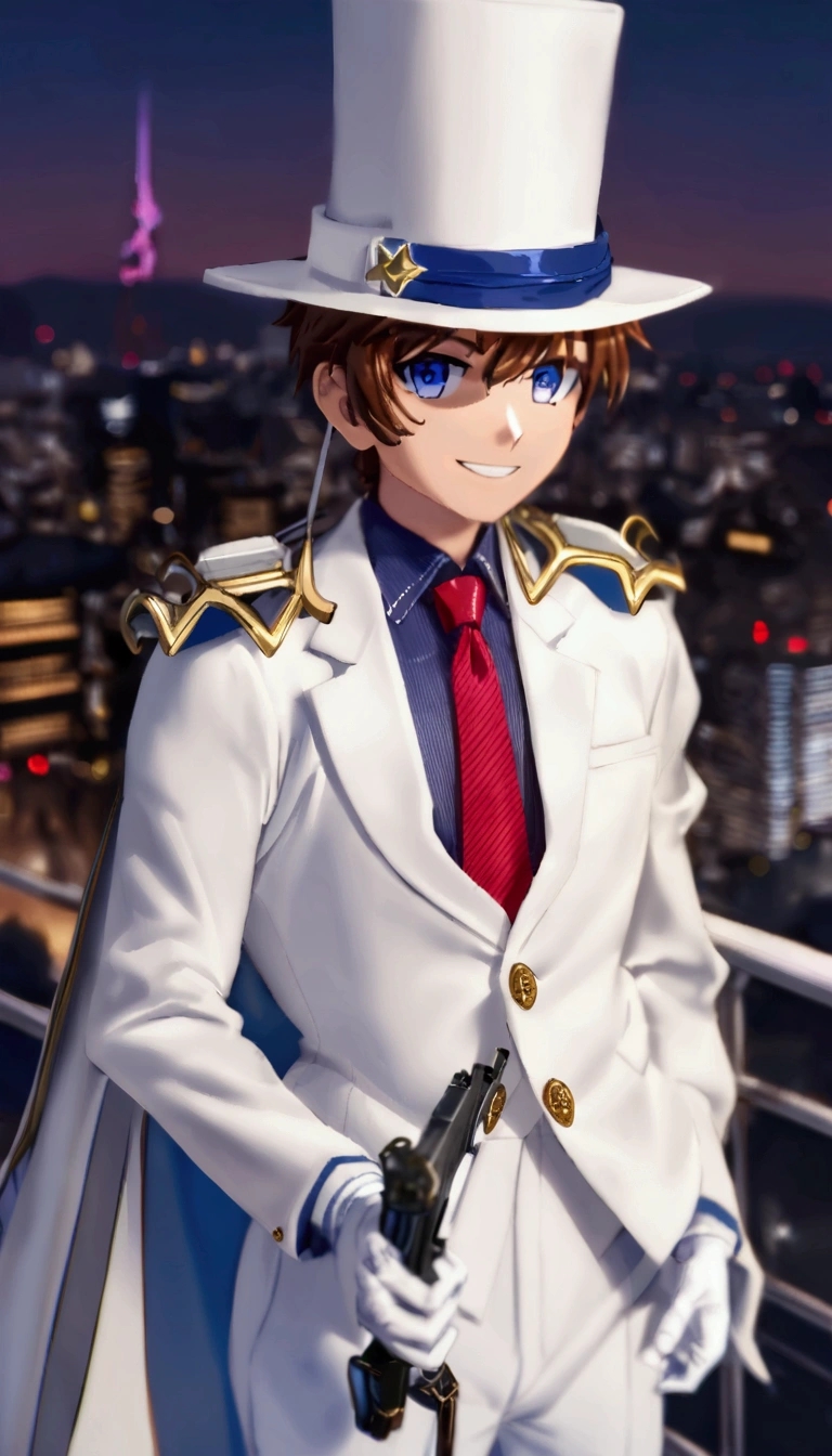 Arabic style image of a man wearing a white suit and hat holding a gun, honest shinka, Whole body 1 / 6 nihei tsutomu, shinkai honest, Also, honest, honest shinkai ( Apex Legends ), sougo okita, good smile company anime style, okita sougo, honest kano