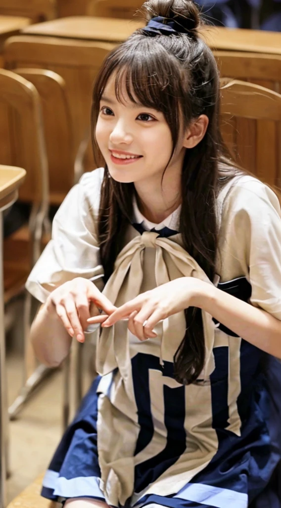 Masterpiece,Highest quality,Official Art,Highly detailed CG Unity 8k wallpapers, Best Quality, 8k, 12 Year Old Naked Girls, tits小さい, 、Raw photo, Absurd, Award-winning portraits, A shy smile, Solo, , , Delicate girl, upper body, Digital SLR, Looking at the Viewer, Frank, Sophisticated, Thin arms, maid Cafe, (Detailed eyes and face:1.0), (Senile:1.1)、((NSFW:1.7、Real))、1 Girl, ((Schoolgirl uniform)), View your viewers, Young face、Satisfied expression, (( Spreading legs、With legs apart、Mainly crotch)),Show your chest、、tits、Small breasts、、((Genitals))、((((10 years old)))))、(((Genitals)))、(Pussy line)、((((Japanese elementary school students、She has a bun hairstyle、Japanese Junior Idols、I was in ecstasy.....、、I feel ecstasy、