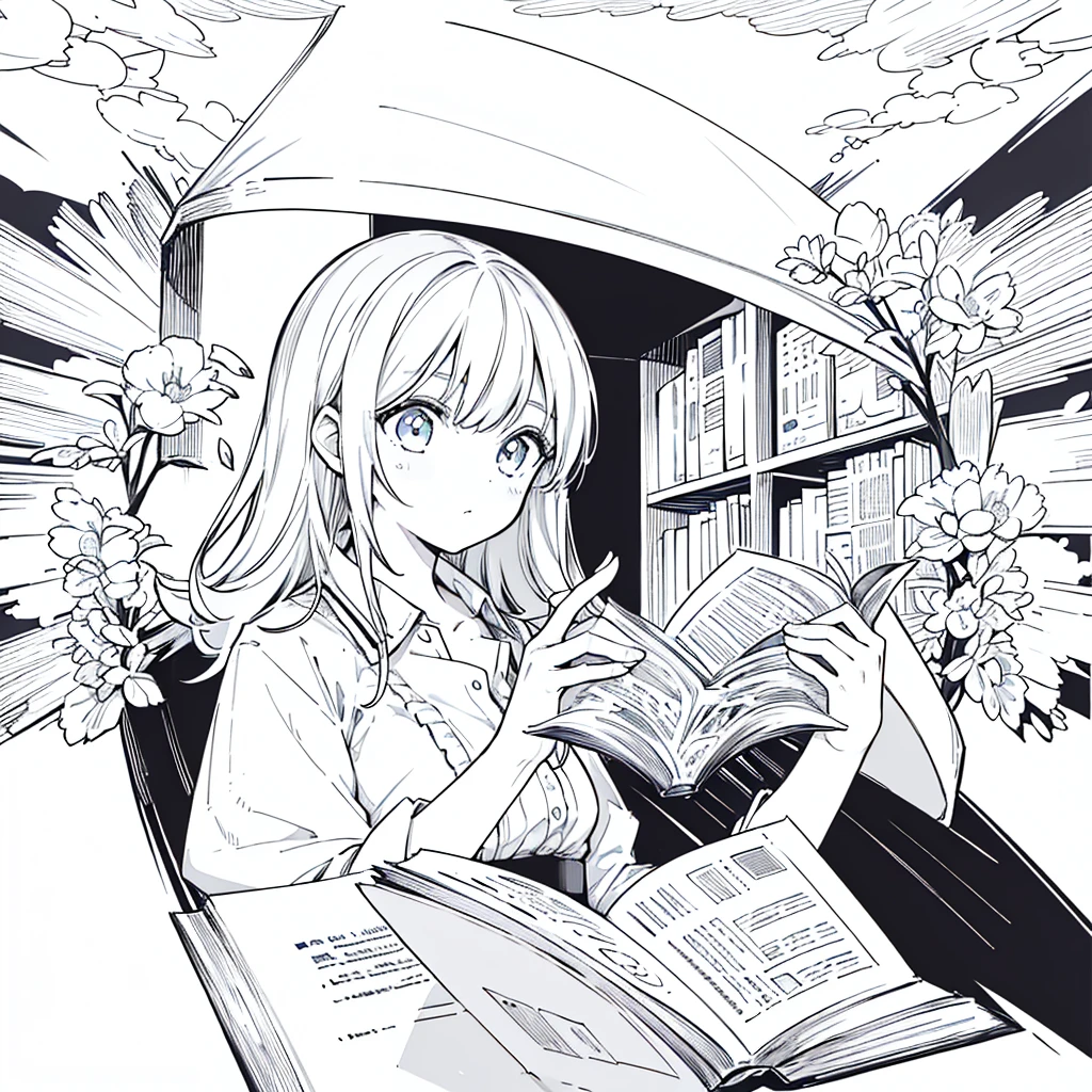 A girl,close up, wearing white shirt, reading a book, (best quality:1.3), (highres:1), (detailed:1.3), (incredible:1.3), (perfect:1.3), (perfection:1.3), (illustration:1.3), she's getting fun while reading it, dynamic on scene