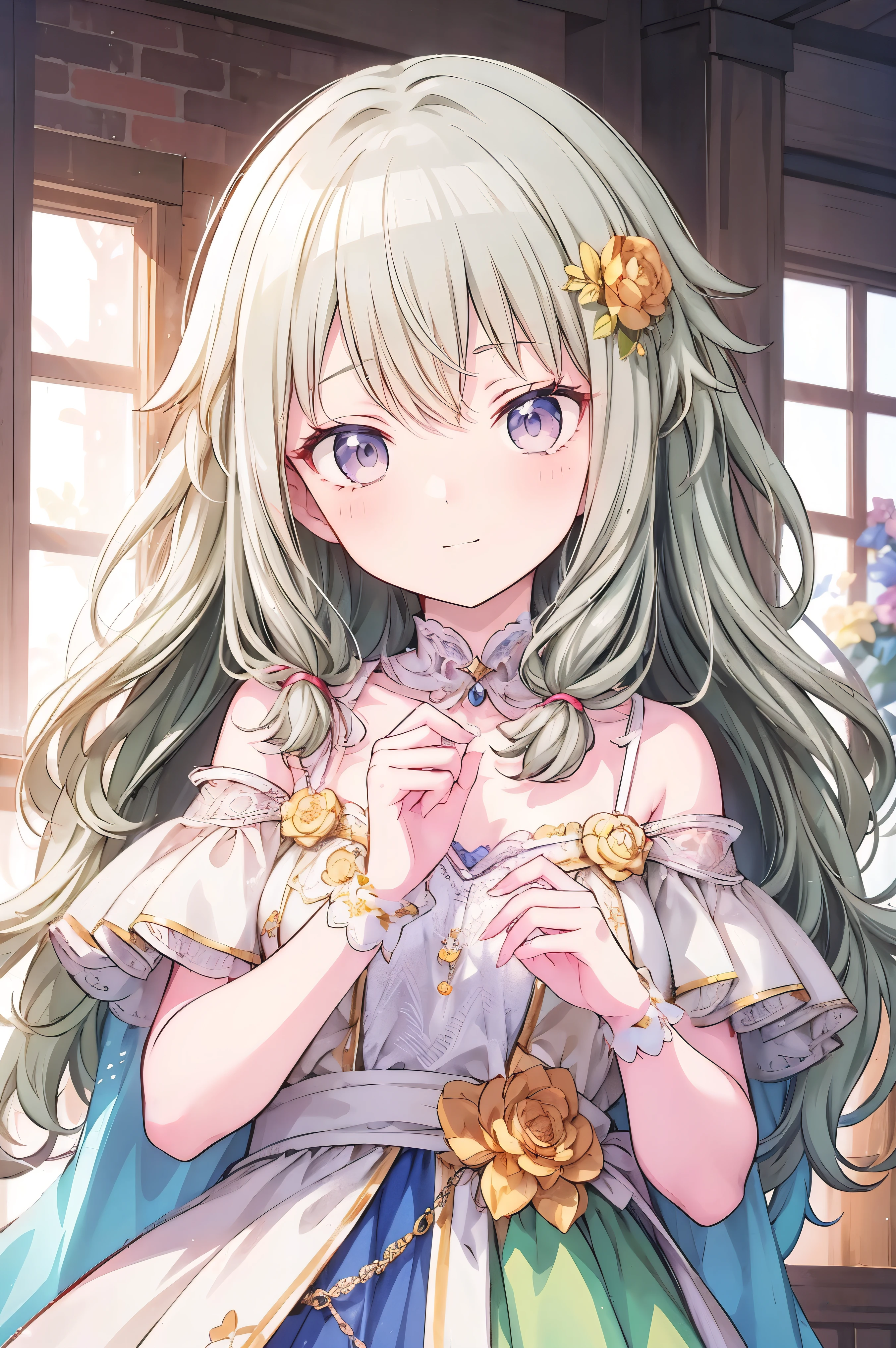 masterpiece、Best image quality、(Front facing)、smile,Face the camera、Fluffy hair、Delicate eyes、smile、A lovely big smile, 最high quality、girl、Looks 20 years old、1 person、masterpiece, Most detailed, high quality、Shiny Hair、Very fine and beautiful bright eyeedium chest、nose blush、Very detailed, clear and beautiful face, Awards, (Anatomically correct)、wave hands、The whole body is visible