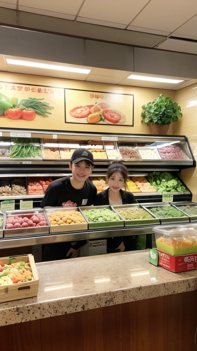 The Subway store is always filled with the fresh scent of vegetables. Today, seeking a little refreshment amid a busy day, you push open the door. In front of the counter, a beautiful array of colorful vegetables and toppings is displayed. The staff welcomes you with a smile.