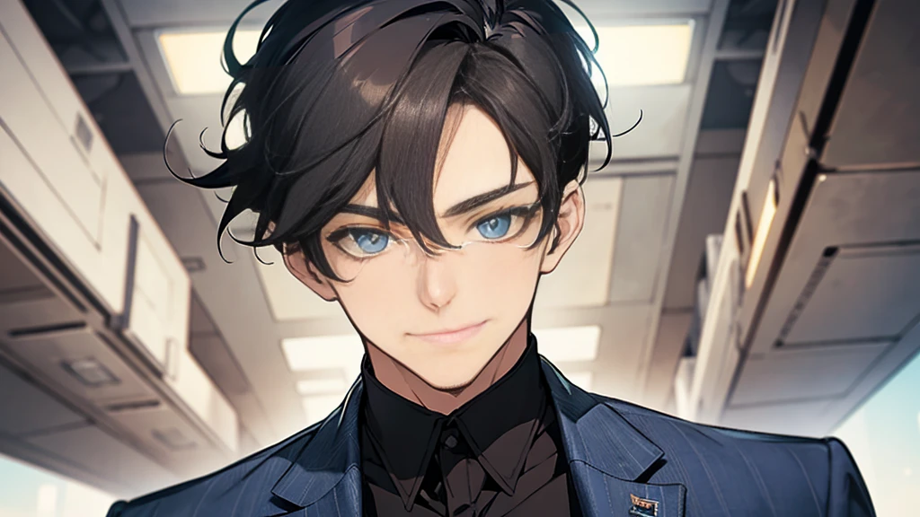 "best quality , High quality , The best details ,Masterpiece, High qualityสุด, realistic, 1 person, manที่เป็นผู้ใหญ่,solemn face, A quiet and charming young man, 30 years old, smile, gag, Portrait, Highly detailed face, 寒さとsmile, ((blue eyes)), ((short hairสีดำ)), [Thick eyebrows],,1 man,alone,dark black hair,short hair,short hairสีดำ,buzz cut,beautiful eyes,blue eyes,full body,from below,make it beautiful,Masterpiece,best quality,Very detailed,anime,a handsome man, man,manที่เป็นผู้ใหญ่, A quiet and charming young man, 30 years old, smile, gag, Portrait, Highly detailed face, ((blue eyes)), ((short hairสีดำ)),manหล่อ ,short hair Quiff Hairstyle,short hairสีดำ,blue eyes, alone,stare,smile,stand,back light,blue eyes,no background,business suit, Black suit,Masterpiece,best quality,Very detailed