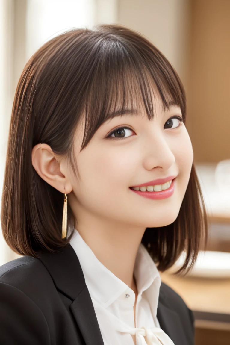 (masterpiece)、(Highest quality:1.5)、(Photorealistic:1.2)、(Surreal), (High resolution), (Realistic), (Post-processing),(Sharp focus), Sharp focus:1.2,Backlight, (Improvement of quality:1.4), (Narrow waist)、Big Ass、((Perfectly detailed five-fingered hands)),(Anatomically correct body)、((1 female:1.4))、Japanese、Realistic Skin、(Small chest:1.4)、Bust size is A cup、Pretty woman with perfect figure:1.4,(from the front:1.5), (Enhances the beauty of skin texture:1.1),No makeup、美しいBlack Hair、The best smile、Natural color lip、(Small Mouth:1.4)、The mouth is not open、Thick lips、(Oval Face)、Even bangs、Hide eyebrows with bangs、((33-year-old woman))、Bob Hair、Hair blowing in the wind, (Black Hair, Iris, Watery eyes, Shining Eyes, Bob Cut Hair, Small earrings,), Hair behind the ear、No makeup、(Drooping eyes)、(((One lovely woman)),((A big friendly smile)),(( Small breasts,Small breastsの谷間)),((((Plump Cheeks)))),((whole body:1.5)),very cute,(),高級restaurantで、full-course dinner、Wine Party、Bright image、The beauty of wine, Beautiful Face, red wine 、Appetizers、Italian food、Wine bottle、Champagne、sparkling wine、(slimな顔), (The body is slim),restaurant, White wine, slim, wine glass, 中央に置かれたwine glass, Beautiful fine grain, Depth f/2,saturation, High Contrast, Strong light and shadow,Moist Body:1.5、3D texture、Delicate eyes、((In front of the food on the table:1.5))、White collar shirt and tie、erious expression、