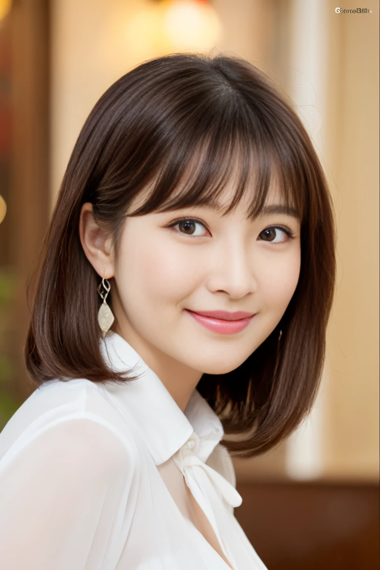 (masterpiece)、(Highest quality:1.5)、(Photorealistic:1.2)、(Surreal), (High resolution), (Realistic), (Post-processing),(Sharp focus), Sharp focus:1.2,Backlight, (Improvement of quality:1.4), (Narrow waist)、Big Ass、((Perfectly detailed five-fingered hands)),(Anatomically correct body)、((1 female:1.4))、Japanese、Realistic Skin、(Small chest:1.4)、Bust size is A cup、Pretty woman with perfect figure:1.4,(from the front:1.5), (Enhances the beauty of skin texture:1.1),No makeup、美しいBlack Hair、The best smile、Natural color lip、(Small Mouth:1.4)、The mouth is not open、Thick lips、(Oval Face)、Even bangs、Hide eyebrows with bangs、((33-year-old woman))、Bob Hair、Hair blowing in the wind, (Black Hair, Iris, Watery eyes, Shining Eyes, Bob Cut Hair, Small earrings,), Hair behind the ear、No makeup、(Drooping eyes)、(((One lovely woman)),((A big friendly smile)),(( Small breasts,Small breastsの谷間)),((((Plump Cheeks)))),((whole body:1.5)),very cute,(),高級restaurantで、full-course dinner、Wine Party、Bright image、The beauty of wine, Beautiful Face, red wine 、Appetizers、Italian food、Wine bottle、Champagne、sparkling wine、(slimな顔), (The body is slim),restaurant, White wine, slim, wine glass, 中央に置かれたwine glass, Beautiful fine grain, Depth f/2,saturation, High Contrast, Strong light and shadow,Moist Body:1.5、3D texture、Delicate eyes、((In front of the food on the table:1.5))、White collar shirt and tie、erious expression、