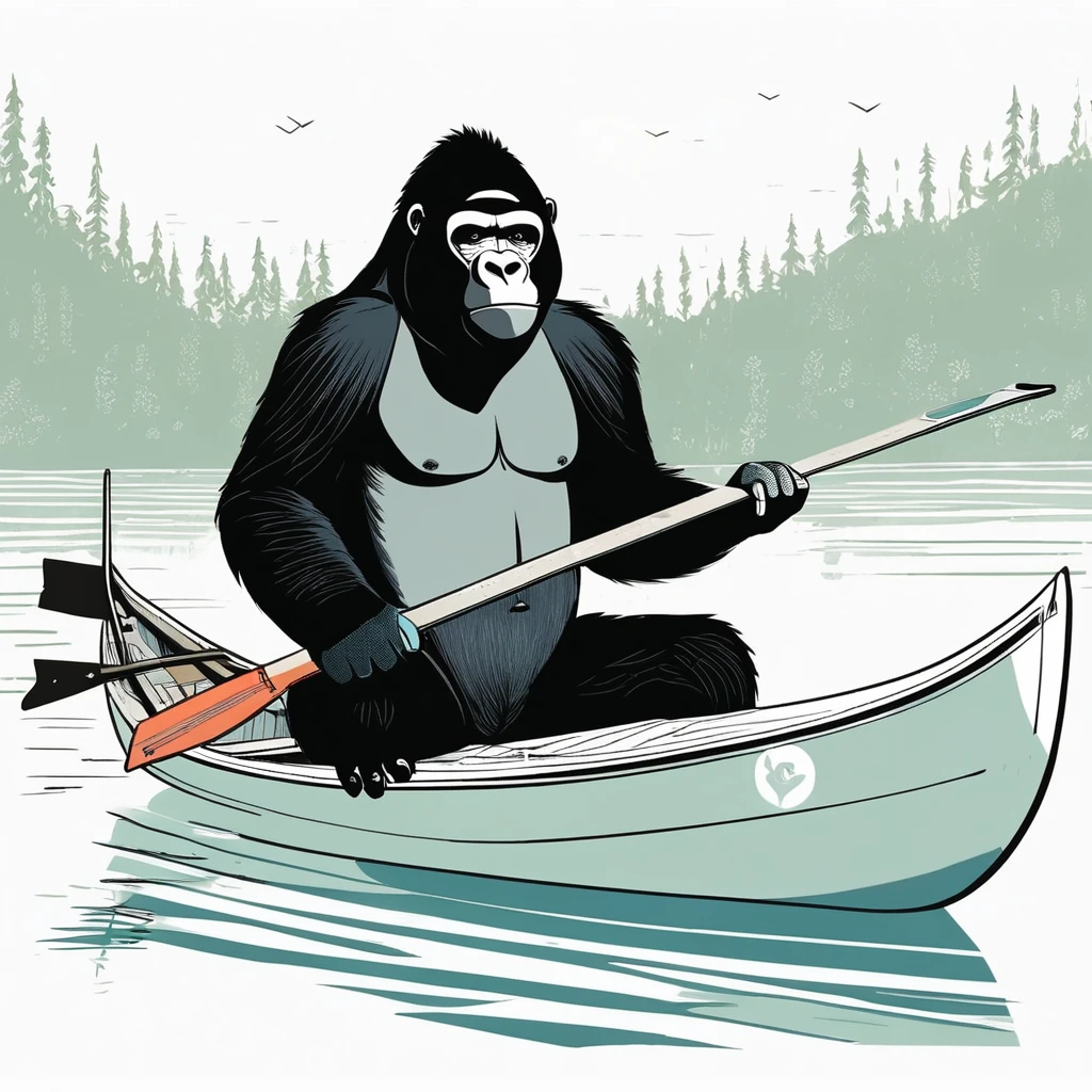 gorilla-like , sweet,art by Sophie Roach , art by Jon Klassen , art by Michael Cho , art by Sophie Roach、sunglasses,campimg,smoking,,canoe