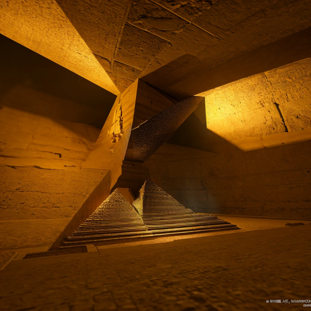 Create a highly detailed 3d cymatic image of the sound that is created in the great pyramid of giza