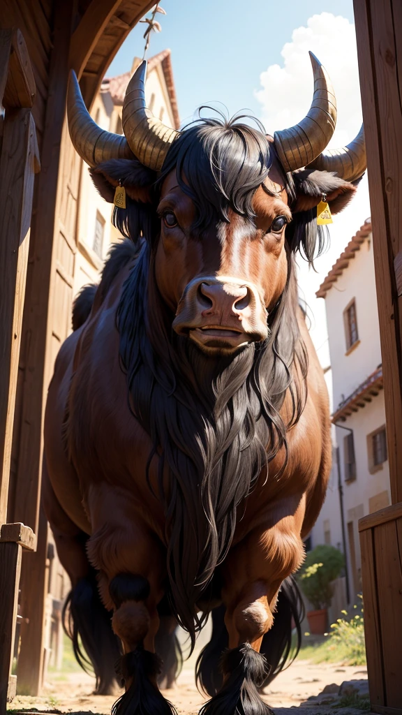 SPANISH OX SPANISH FALG IN BACKROUND