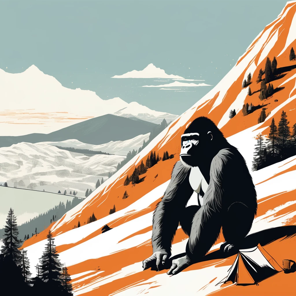 gorilla-like , sweet,art by Sophie Roach , art by Jon Klassen , art by Michael Cho , art by Sophie Roach、sunglasses,campimg,smoking,mountain climbing