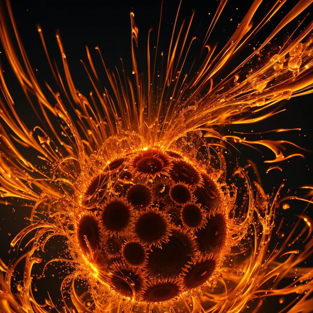 Create a highly detailed 3d cymatic image of the sound that the sun makes