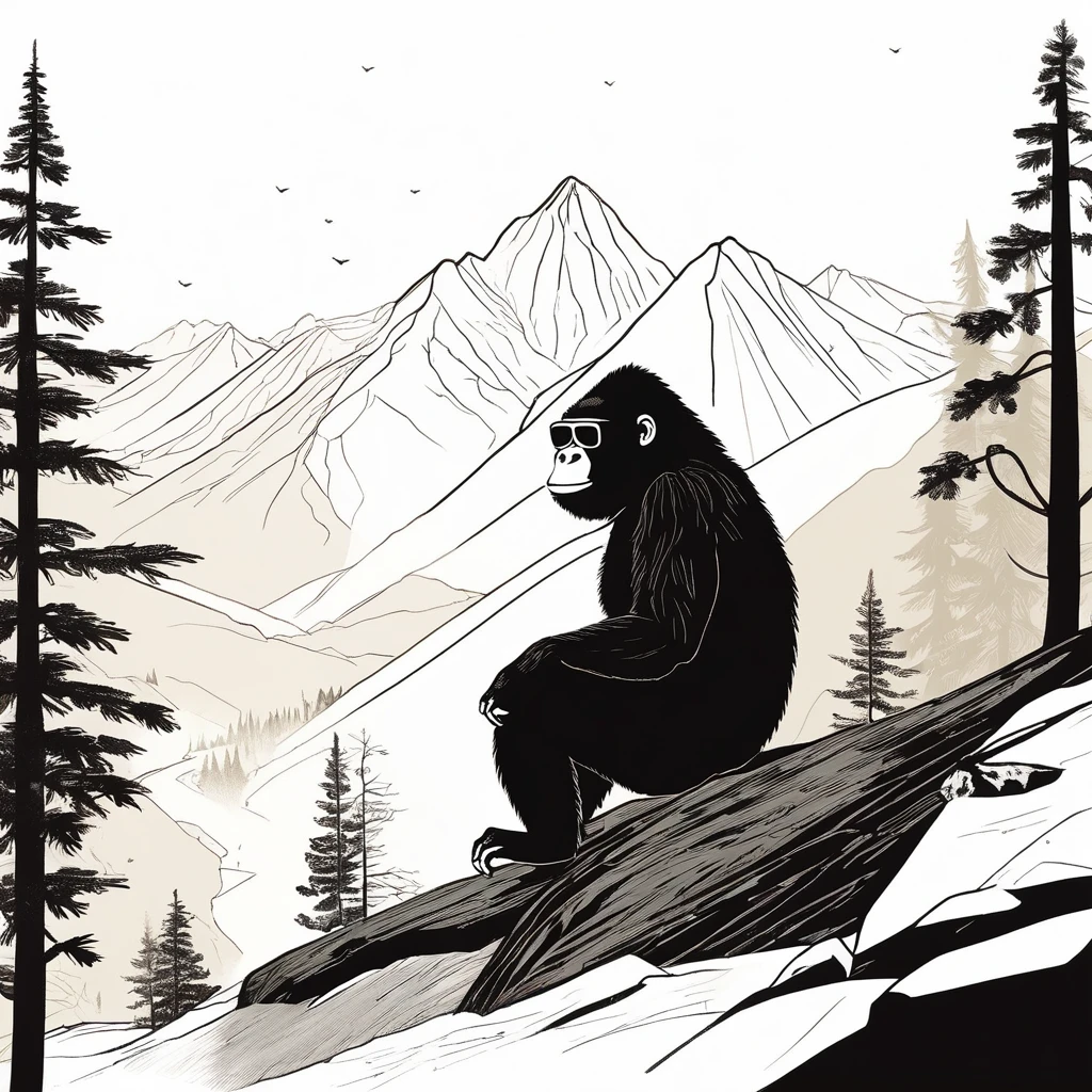 gorilla-like , sweet,art by Sophie Roach , art by Jon Klassen , art by Michael Cho , art by Sophie Roach、sunglasses,campimg,smoking,mountain climbing