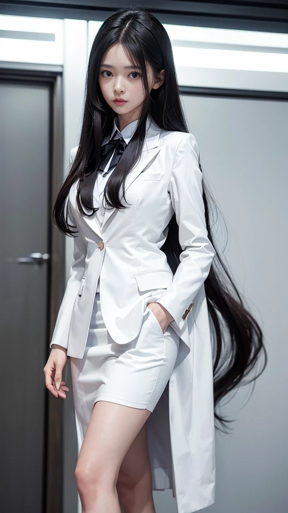 woman, กระโปรงสั้นwhite, เสื้อsuitwhite, skirt only, (สาวสวยTwo meter long hair, my hair is very long., extra long hair, long black hair), (suitสไตล์อิตาลี, suitสองปุ่ม), (Italian suit, white suit, Set of two buttons), (ใส่suitwoman, Business woman'suit, white), (suitwomanwhite), (เสื้อเชิ้ตwhite), necktie, (necktieสั้นสีดำ, necktieสีดำ, necktieผอม, ถักnecktie), (military rank insignia), (Short pencil skirtwhite), (Dynamic posts), full body, (A gigantic rift), (big breasts, thin body, small waist, hips raised, small thighs, Long legs), high-heelsสีดำ, (Short pencil skirt, white), Wearing a suit for a business woman, (Wearing a white businessuit, suitนักธุรกิจหญิงwhite), (tight, military regalia, เสื้อwhite, กระโปรงwhite), (black shoes), (Two gold suit buttons, Two meter long hair, suitเข้ารูป, เสื้อsuitwhiteทรงธรรมดารัดรูป), (black shoes, high-heels), (stand, walk, elegant gesture, Dynamic posts), short dress, earring, garden, monument