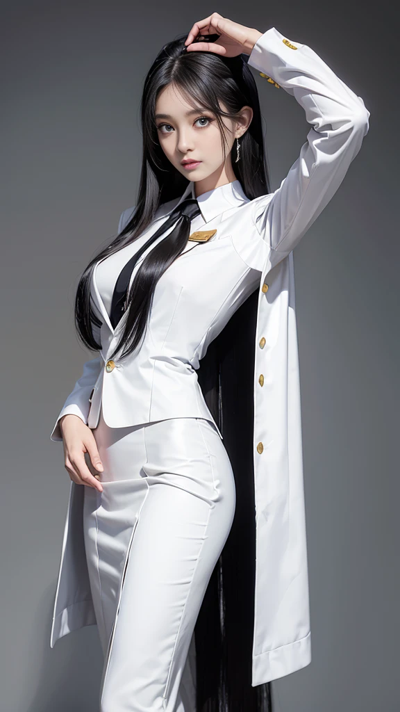 woman, กระโปรงสั้นwhite, เสื้อsuitwhite, skirt only, (สาวสวยTwo meter long hair, my hair is very long., extra long hair, long black hair), (suitสไตล์อิตาลี, suitสองปุ่ม), (Italian suit, white suit, Set of two buttons), (ใส่suitwoman, Business woman'suit, white), (suitwomanwhite), (เสื้อเชิ้ตwhite), necktie, (necktieสั้นสีดำ, necktieสีดำ, necktieผอม, ถักnecktie), (military rank insignia), (Short pencil skirtwhite), (Dynamic posts), full body, (A gigantic rift), (big breasts, thin body, small waist, hips raised, small thighs, Long legs), high-heelsสีดำ, (Short pencil skirt, white), Wearing a suit for a business woman, (Wearing a white businessuit, suitนักธุรกิจหญิงwhite), (tight, military regalia, เสื้อwhite, กระโปรงwhite), (black shoes), (Two gold suit buttons, Two meter long hair, suitเข้ารูป, เสื้อsuitwhiteทรงธรรมดารัดรูป), (black shoes, high-heels), (stand, walk, elegant gesture, Dynamic posts), short dress, earring, garden, monument