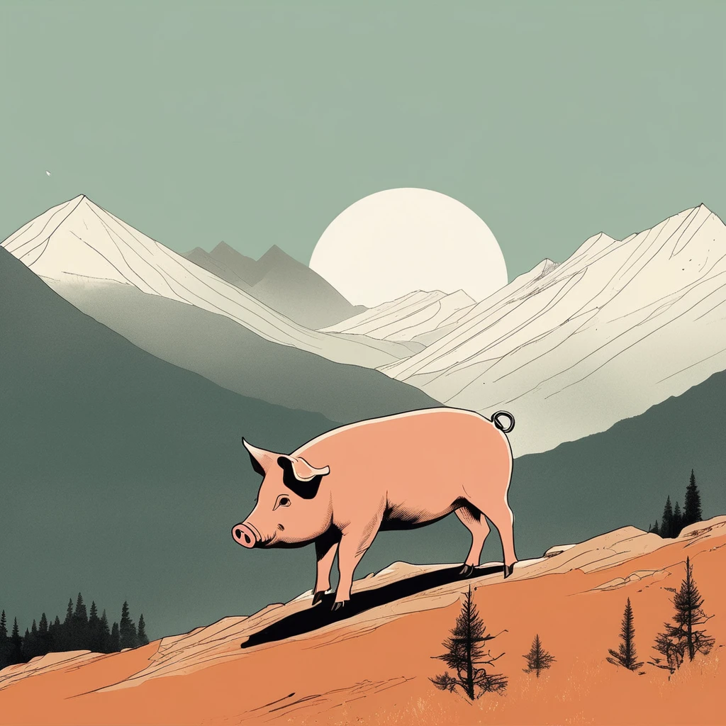 pig-like , sweet,art by Sophie Roach , art by Jon Klassen , art by Michael Cho , art by Sophie Roach、sunglasses,campimg,smoking,mountain climbing