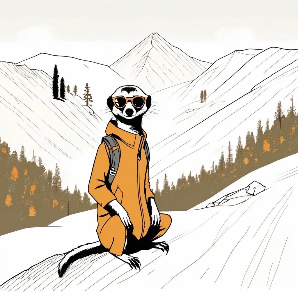 meerkat-like , sweet,art by Sophie Roach , art by Jon Klassen , art by Michael Cho , art by Sophie Roach、sunglasses,campimg,smoking,mountain climbing