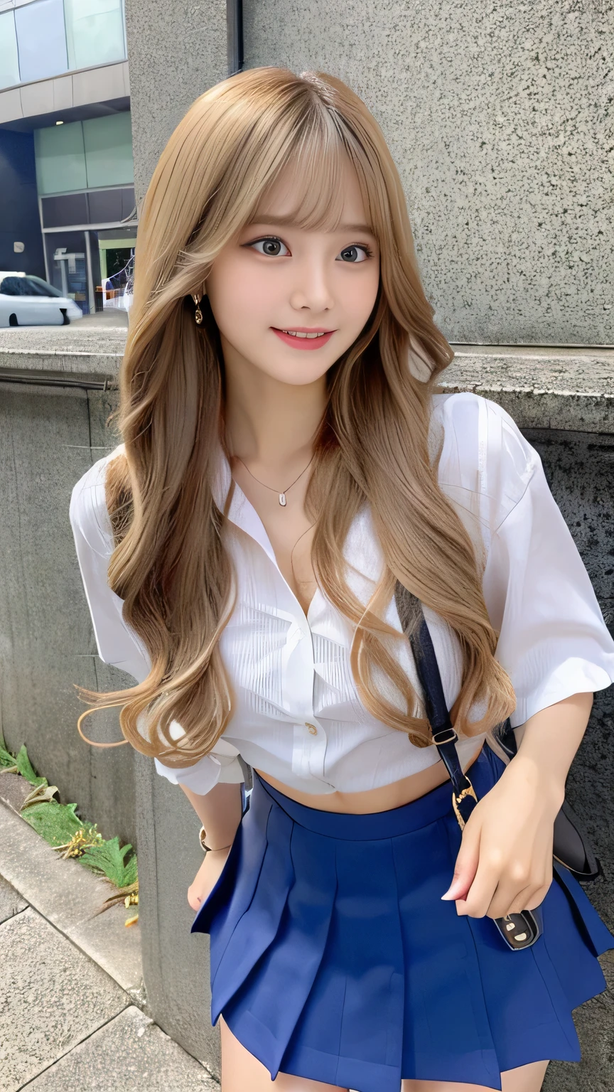 Sexy big ，15 year old beautiful girl looks sexy and cute＆Cute beautiful sexy face、A strong wind blows my hair in front of my face，Beautiful super long metallic blonde dreadlocks、Her long hair hides her beautiful, cute and sexy eyes.。、Belly button shirt、Very short ruffled miniskirt、Turn around and look at me with a smile、Cute eyes hidden by long bangs、yawn、Double teeth、Reduces the appearance of nasolabial folds、Fluttering mini skirt、Feminine clothing、