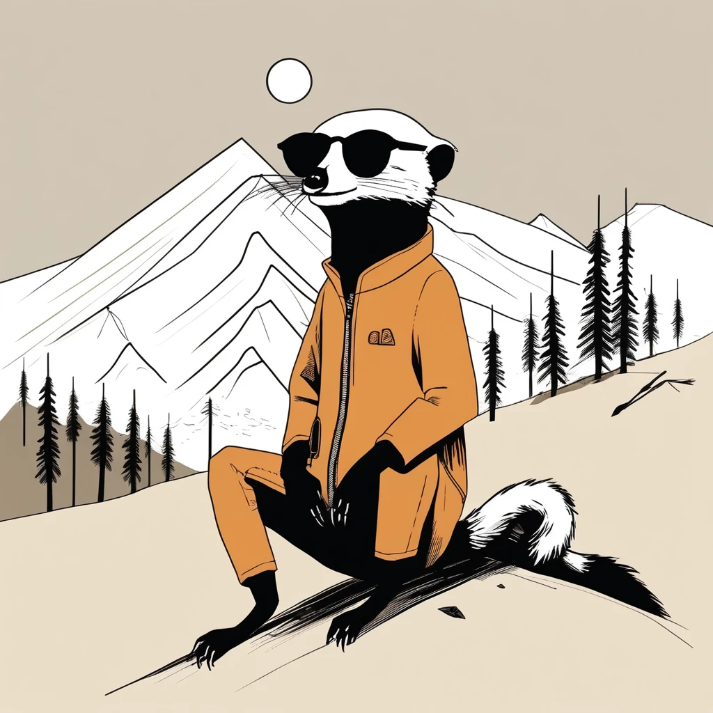 two,meerkat-like , sweet,art by Sophie Roach , art by Jon Klassen , art by Michael Cho , art by Sophie Roach、sunglasses,campimg,smoking,mountain climbing