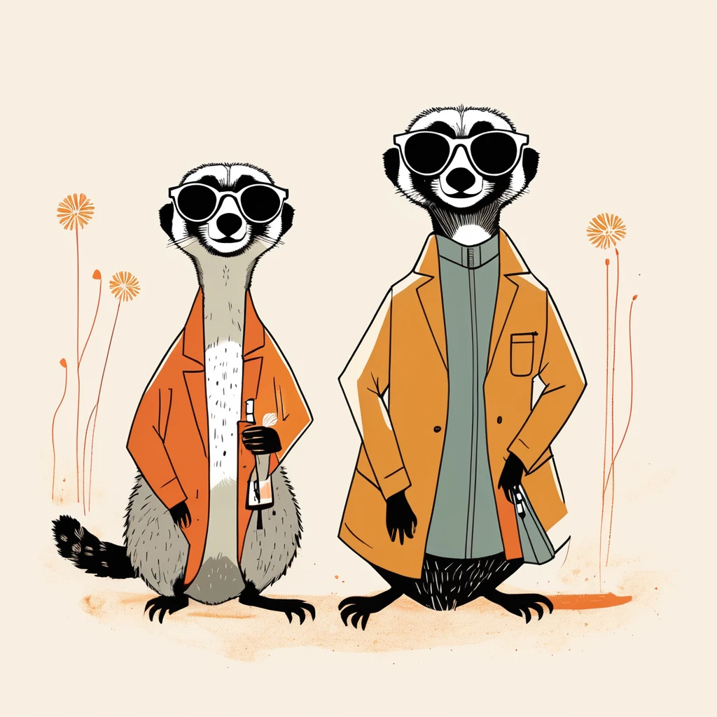 two,meerkat-like , sweet,art by Sophie Roach , art by Jon Klassen , art by Michael Cho , art by Sophie Roach、sunglasses,campimg,smoking,