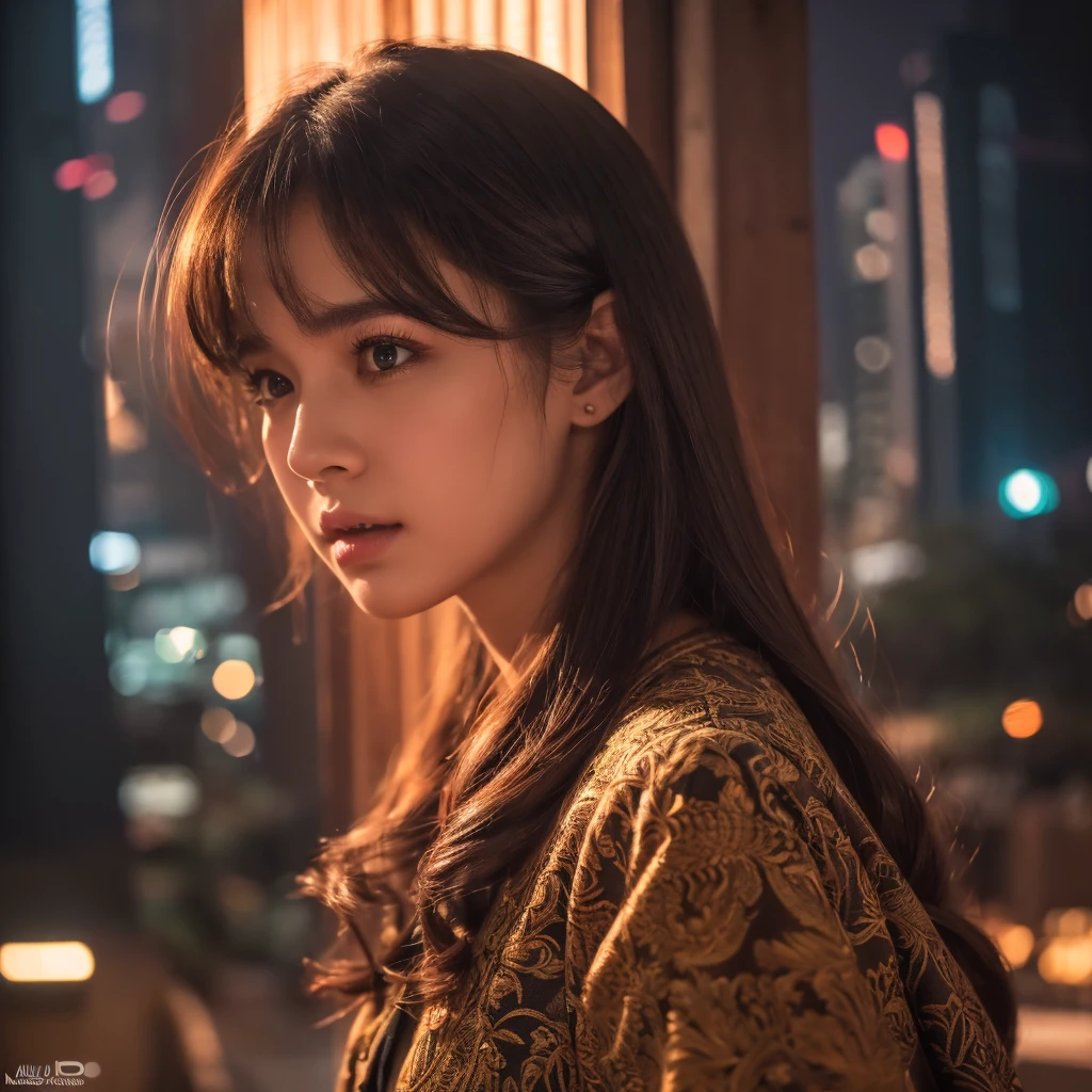 a village girl, beautiful detailed eyes, beautiful detailed lips, extremely detailed eyes and face, long eyelashes, standing quietly, surrounded by the hustle and bustle of the city, unfamiliar urban landscape in the background, cinematic lighting, vibrant colors, intricate details, dramatic composition, artistically enhanced, (best quality,4k,8k,highres,masterpiece:1.2),ultra-detailed,(realistic,photorealistic,photo-realistic:1.37),cinematic atmosphere, dramatic lighting, intricate details, depth of field, masterfully crafted, award-winning