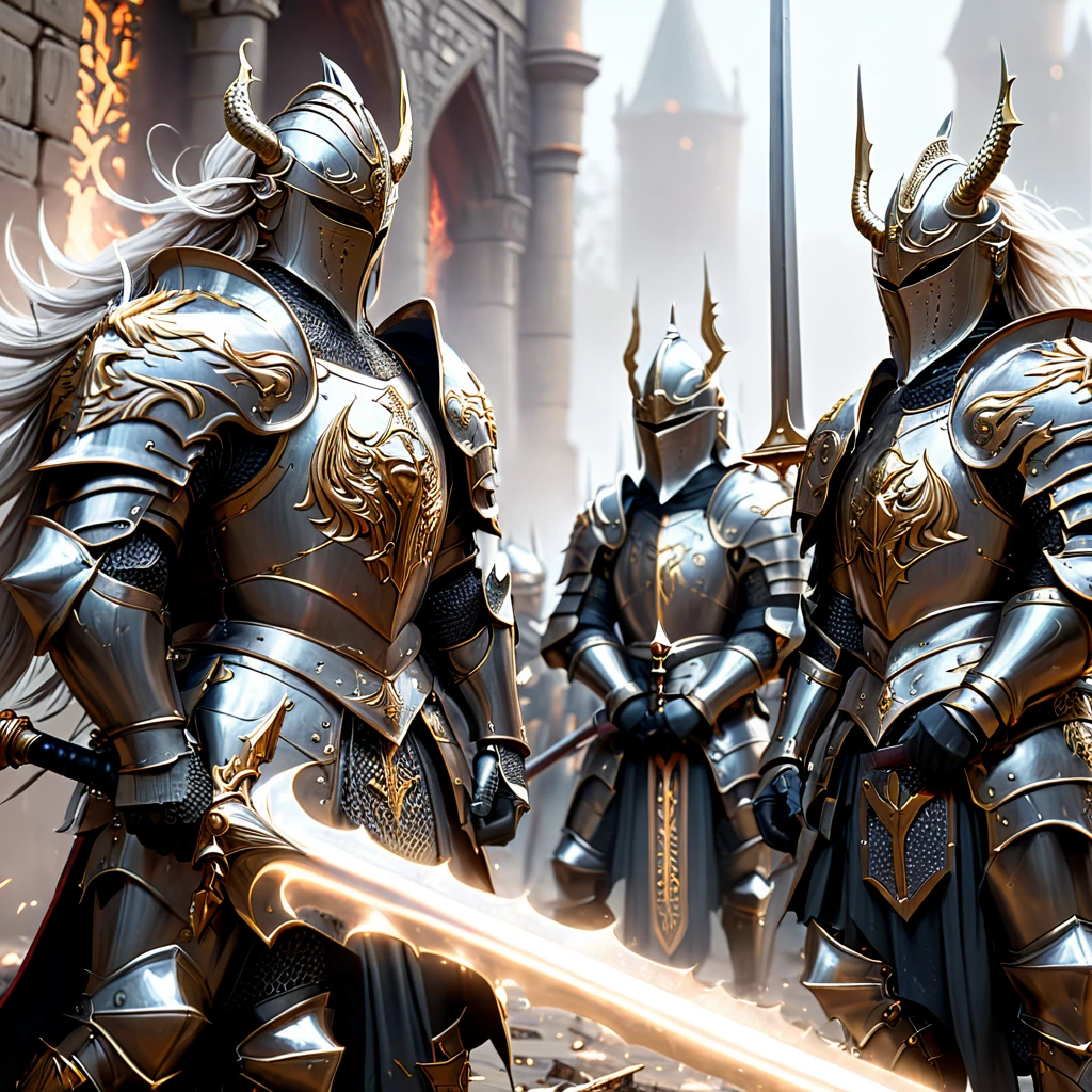  location='on the left',
    offset='no offset',
    area='a large horizontal area',
    distance_to_viewer=5.0,
    description='A group of fierce warriors.',
    detailed_descriptions=[
        'The warriors, clad in gleaming armor, are positioned on the left side of the image.',
        'They are armed with swords, shields, and spears, ready for battle.',
        'Their faces are set with determination and focus, reflecting their resolve to defeat the dragon.',
        'Some warriors are in mid-action, swinging their swords or shields, while others stand ready to strike.',
        'The armor they wear is intricately designed, with symbols and patterns that signify their rank and bravery.',
        'The ground beneath them is uneven and littered with debris, adding to the sense of a chaotic and intense battle.',
    ],
    tags='warriors, armor, swords, shields, spears, determined, focused, mid-action, intricate design, symbols, patterns, rank, bravery, uneven ground, debris, chaotic, intense, battle',
    atmosphere='Determined and focused, ready for the fierce battle.',
    style='Highly detailed and dynamic, capturing the intensity of the warriors.',
    quality_meta='High resolution with intricate details and dynamic poses.',
    HTML_web_color_name='darkgoldenrod',