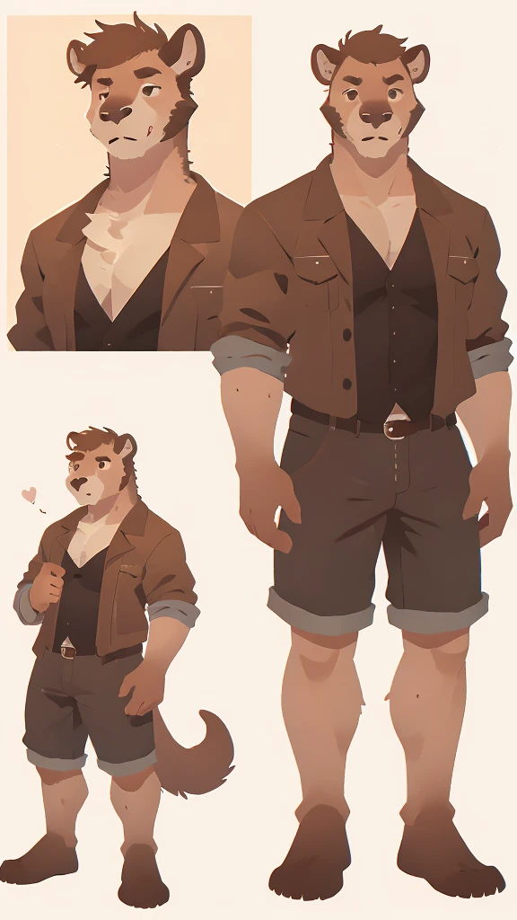 Male Furry, 23 years old, male, furry, fluffy, anthropomorphic, light brown-brown, capybara, reference sheet, full body, detailed features, bushy tail, sharp teeth, realistic fur texture, Medium: Digital Illustration, Front View and rear view, high resolution, professional quality, intricate skin patterns, tough but charismatic personality, attention to anatomy, designed facial structure, in mechanic's clothing, Tall, masculine, without clothes, detailed expressions, well-made eyes