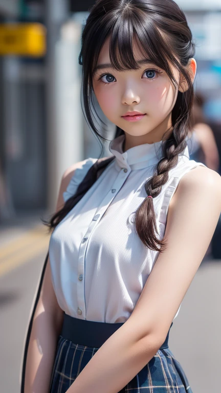 8K、cute、Adult Girl、detailed、Braid your hair in an intricate way、Looking into the camera、((SFW: 1.4)),((detailedな顔, Professional photography)), ((SFW, Race Queen, Grid Girls, skirt, Sleeveless, 1 Girl)), Ultra-high resolution, (Realistic: 1.4), RAW Photos, Highest quality, (PhotoRealistic Stick), concentrate, Soft Light, ((20-year-old)), ((Japanese)), (( (Young Face))), (surface), (Written boundary depth), masterpiece, (Realistic), woman, bangs, ((1 Girl))