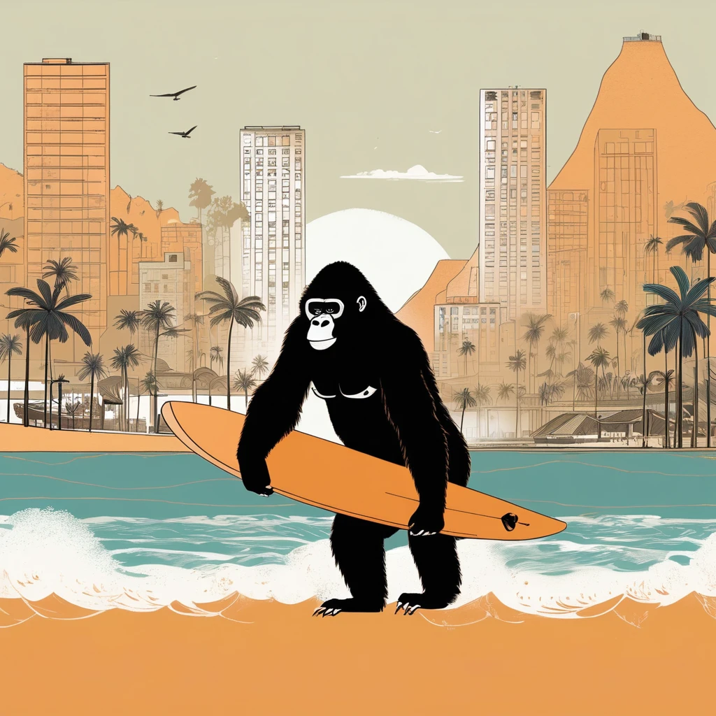 gorilla-like , sweet,art by Sophie Roach , art by Jon Klassen , art by Michael Cho , art by Sophie Roach、sunglasses,surfing,city