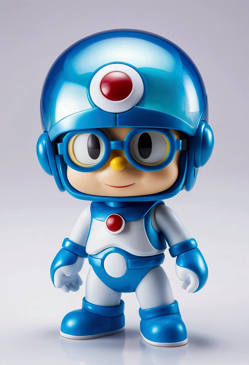 Doraemon, (Blind box toy styles:1.2), (full-body shot) , 1 Transparent Boy,他的身后是一只可爱的透明Doraemon, I am transparent, Exquisite Helmet:1.2, Glasses:1.2, Cyberpunk, Dreamy light, Glowing neon lights, Clean, White background, ( Global Illumination, Fringe Tracking, Human Development Report, Unreal Rendering,Reasonable design, High Detail, Main Part, best quality, HD, light)