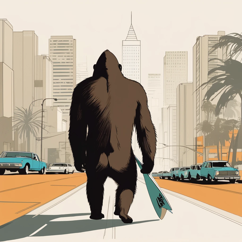 gorilla-like , sweet,art by Sophie Roach , art by Jon Klassen , art by Michael Cho , art by Sophie Roach、sunglasses,surfing,city