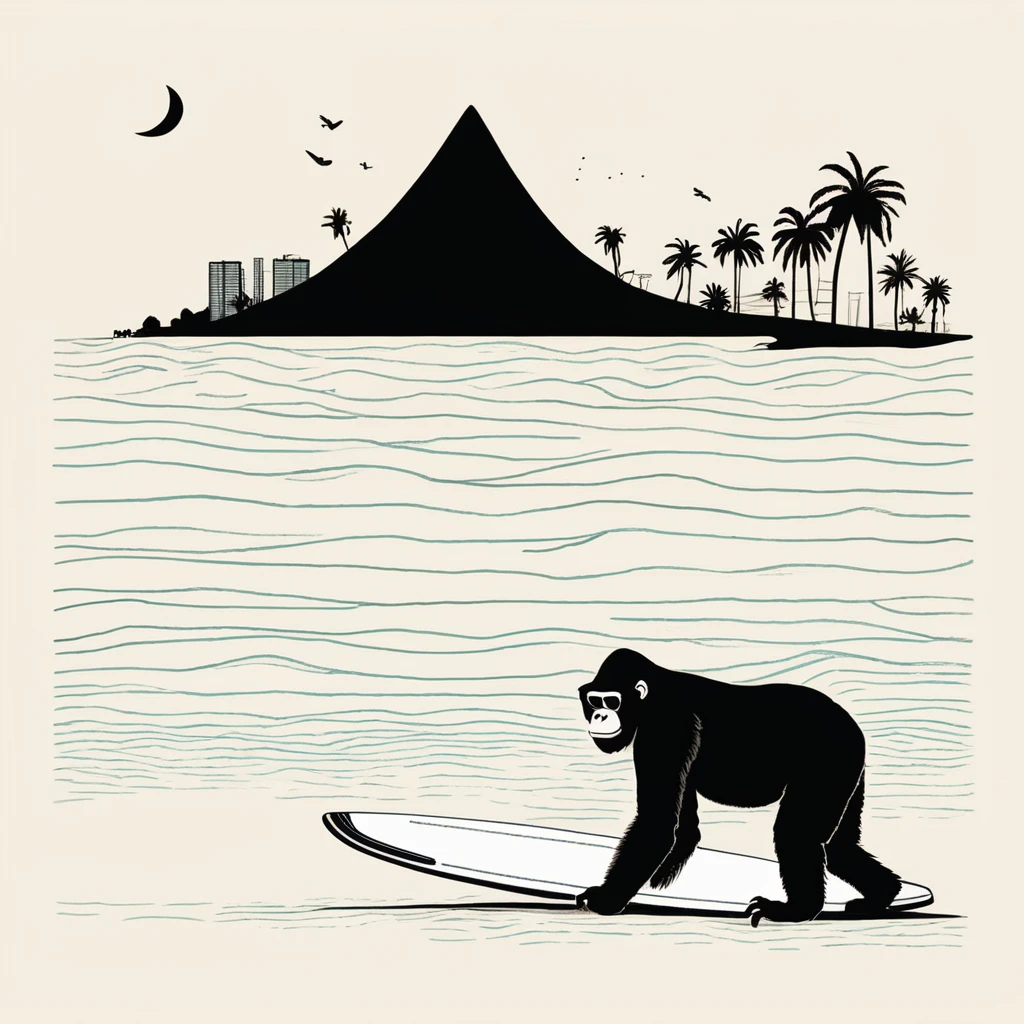 gorilla-like , sweet,art by Sophie Roach , art by Jon Klassen , art by Michael Cho , art by Sophie Roach、sunglasses,surfing,city