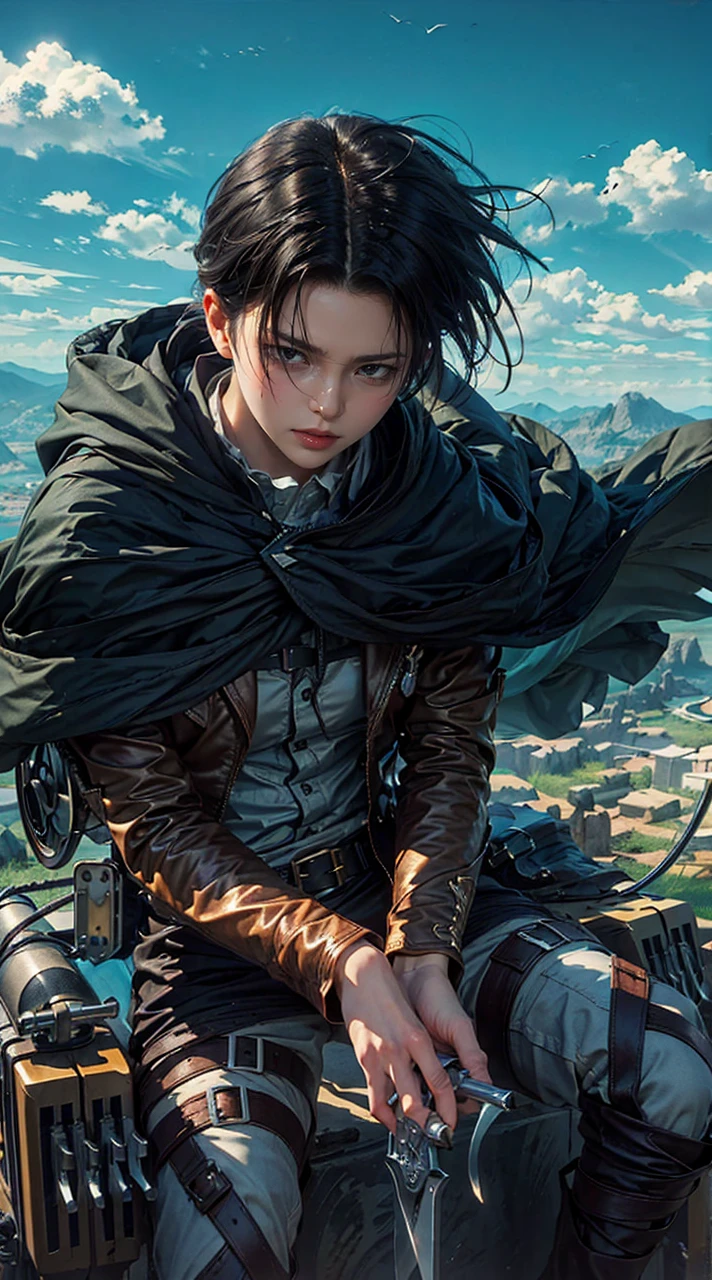 a close up of a boys(levi ackerman) , black hair , blue eyes , shadowbringers cinematic, 4 k detail fantasy, a beautiful fantasy empress, game cg, 2. 5 d cgi anime fantasy artwork, cinematic goddess close shot, wow 4 k detail fantasy, hyperdetailed fantasy character,