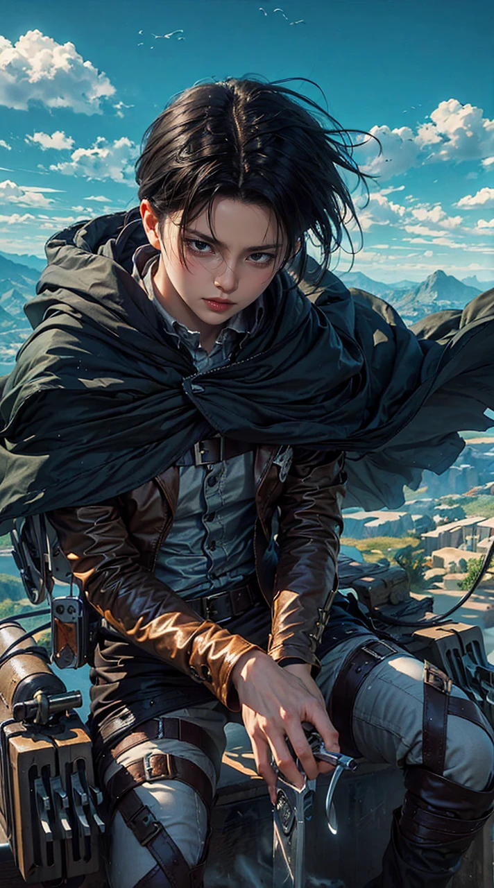 a close up of a boys(levi ackerman) , black hair , blue eyes , shadowbringers cinematic, 4 k detail fantasy, a beautiful fantasy empress, game cg, 2. 5 d cgi anime fantasy artwork, cinematic goddess close shot, wow 4 k detail fantasy, hyperdetailed fantasy character,