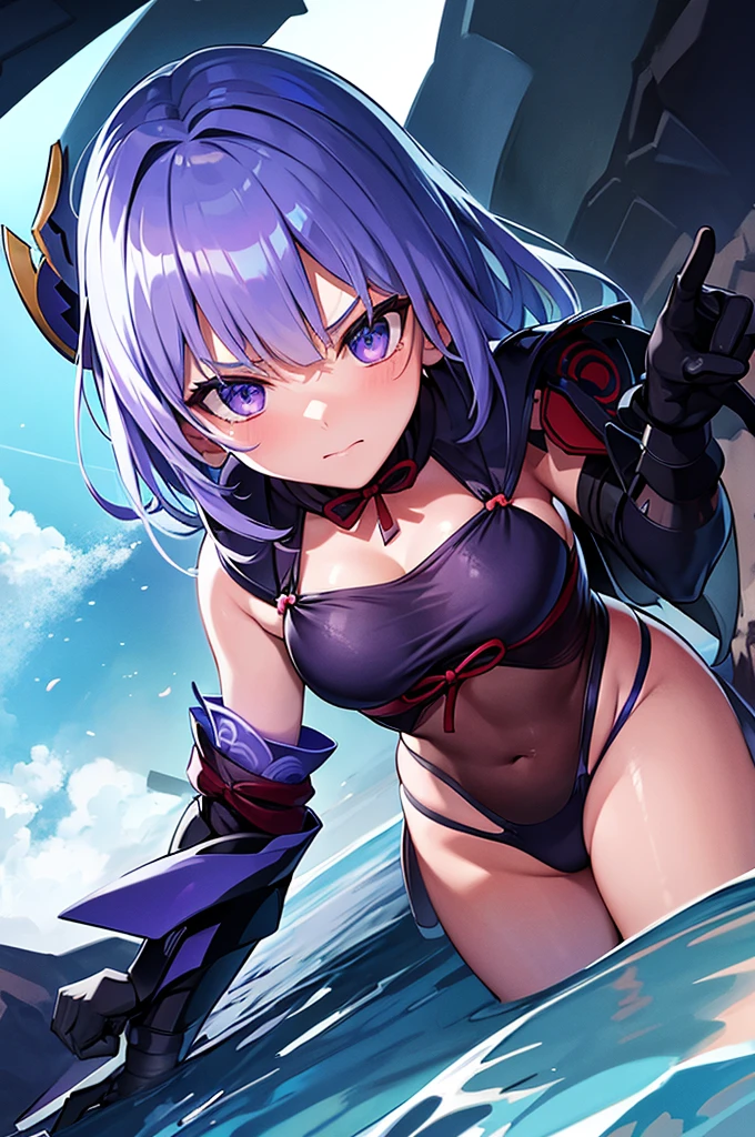 raiden shogun,bikini,face,close on