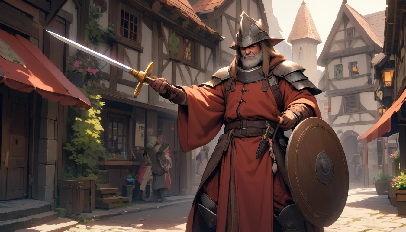 (masterpiece:1.4), (Highest quality:1.4), Very detailed, Complex, Very detailed, shape,Soft lighting, In the city, More than one personで語り合う, Hopeful Face, smile, More than one person, Mixed gender, a group of adventurers, character from RPG games, (character: human, Fairy, Fairy, Dwarf, The Hobbit), (exterior: Swordsman Style, Shaman Style, Monk Style, Magician style), (belongings: Long sword, dagger, Holy Staff, Magic wand, shield, metal armor, Leather Armor), Perfectly accurate anatomical shape、All limbs intact、Perfect full finger, Colorful characters, Medieval old town, Huge, Majestic, Uplifting expressions, みんなのsmileが素晴らしい.