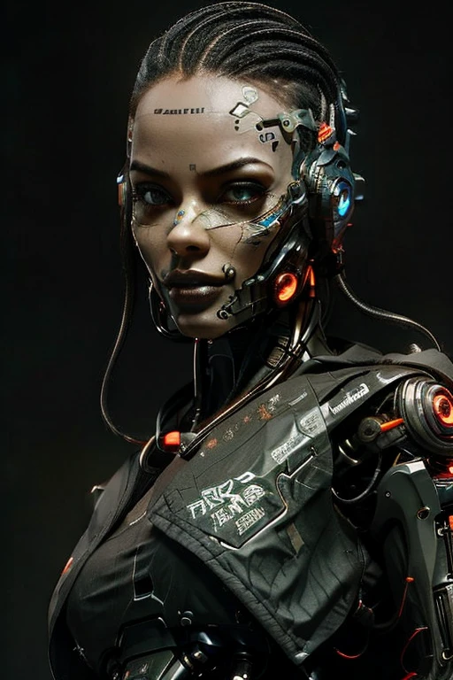 cybershmara, Cyberpunk, cyberpunk background, Woman, African Woman, ethnically African 