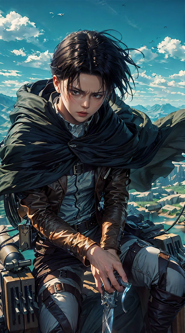 a close up of a boys(levi ackerman) , black hair , blue eyes ,  shadowbringers cinematic, 4 k detail fantasy, a beautiful fantasy empress, game cg, 2. 5 d cgi anime fantasy artwork, cinematic goddess close shot, wow 4 k detail fantasy, hyperdetailed fantasy character,