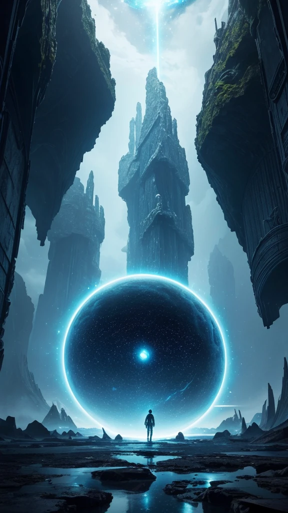 "Visualize an uncharted galaxy where colossal, bioluminescent nebulae illuminate the cosmic expanse. Among the swirling stars, a massive, ringed planet serves as the hub for an interstellar civilization. Floating cities orbit the planet, each a marvel of alien engineering, with crystalline structures and gravity-defying architecture. Alien species of various forms coexist, trading advanced technologies and rare resources. Starships of sleek, alien designs traverse the space lanes, while mysterious ancient ruins on distant moons hint at a lost, advanced race. Picture this scene with a mix of awe-inspiring celestial phenomena and cutting-edge extraterrestrial civilizations."